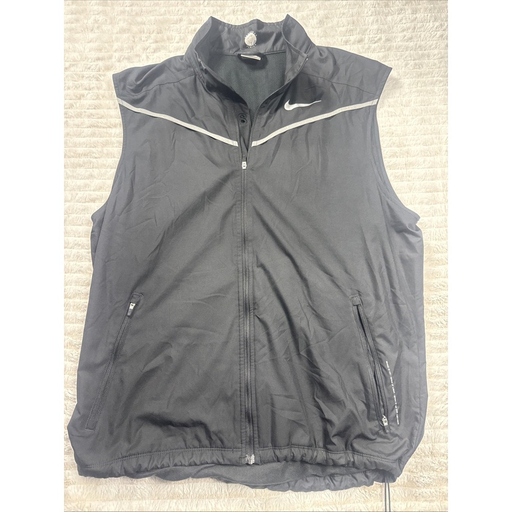 VTG Nike Athletic Black Zipped Running Vest Men Large Bowerman Series NICE - Picture 1 of 16